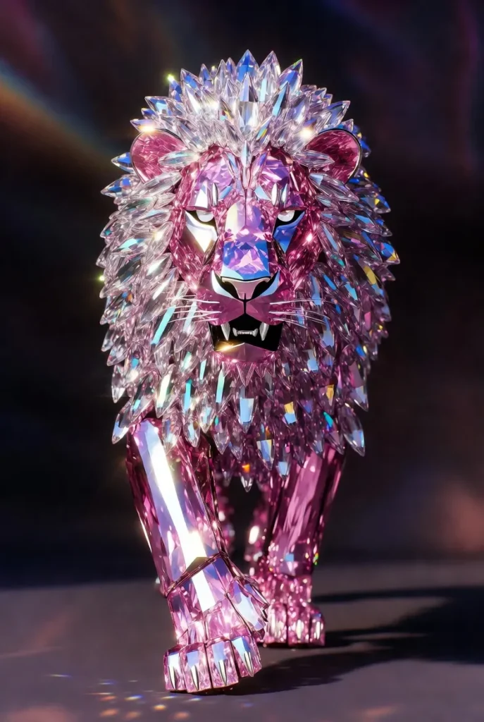 Diamond Body Lion Walking Viral AI Prompt 04