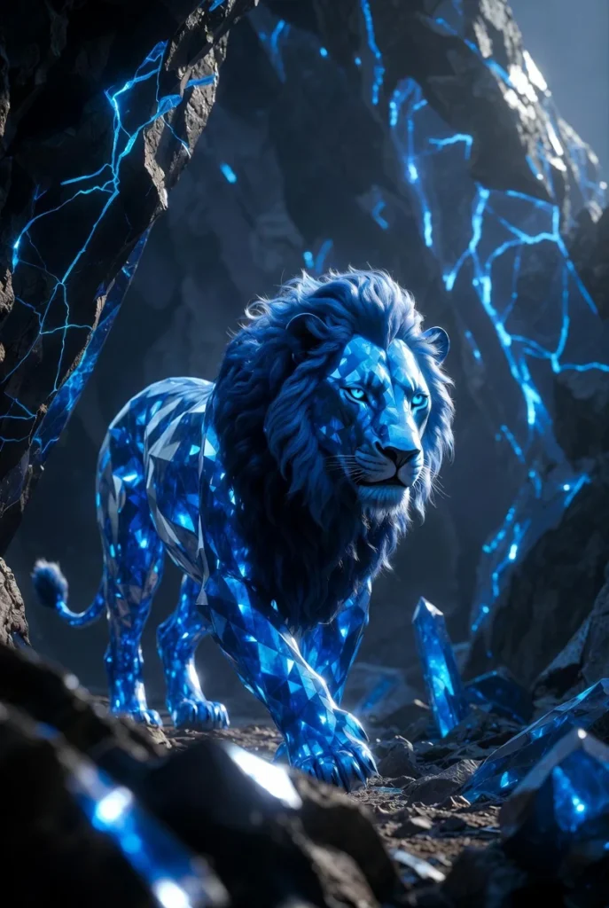 Diamond Body Lion Walking Viral AI Prompt 07