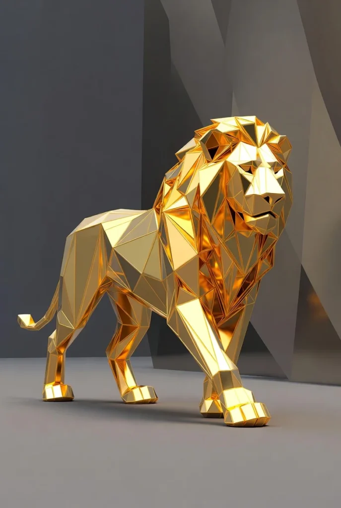 Diamond Body Lion Walking Viral AI Prompt 08