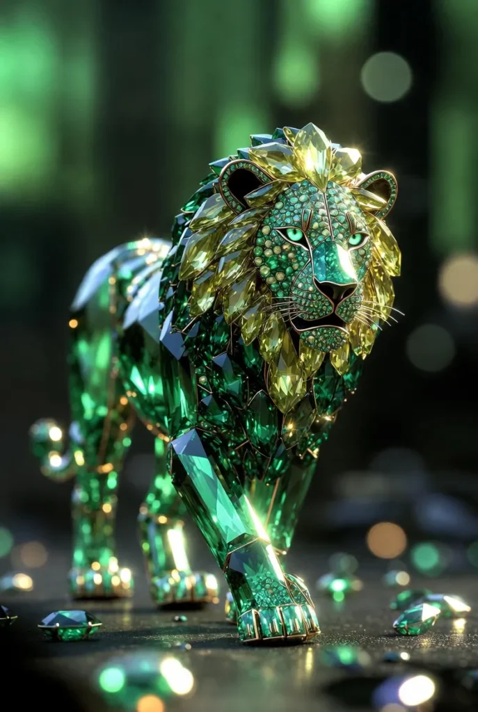 Diamond Body Lion Walking Viral AI Prompt 10