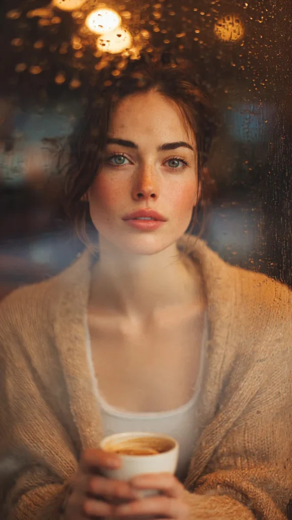 Café Window Aesthetic Portrait - gemini ai photo prompt
