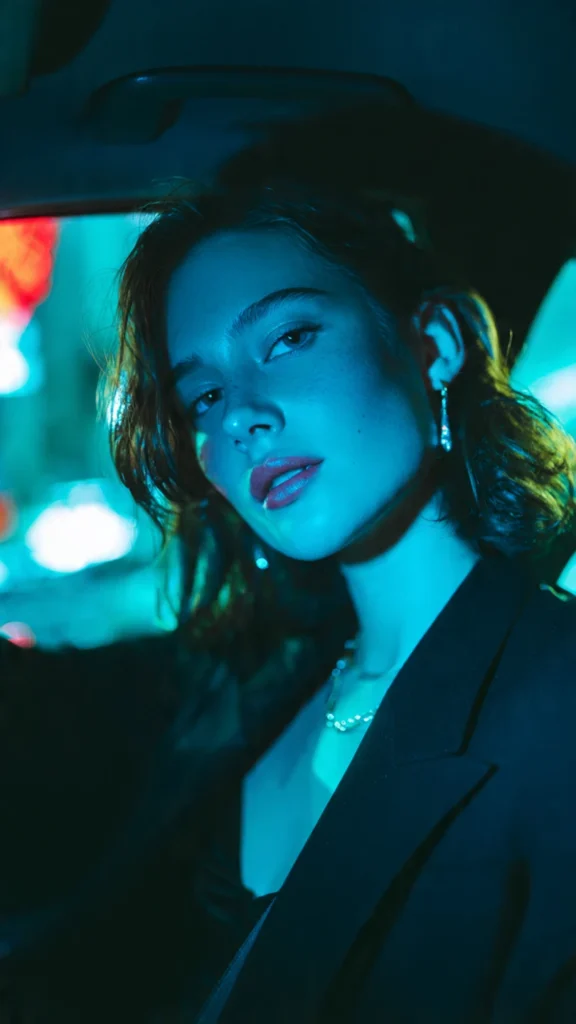 Night City Lights Car Portrait - gemini ai photo prompt